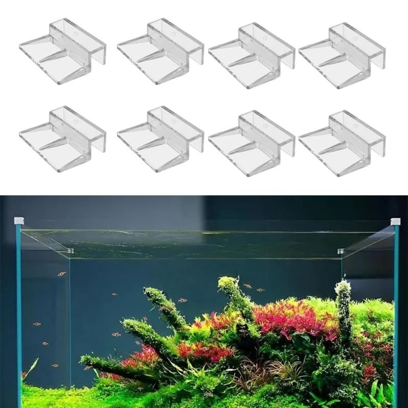 Pack of 8 Fishtanks Acrylic Clip Strong and Corrosion Resistant Lid Holder Stand for Various Aquariums 6/8mm Thickness Q5WC