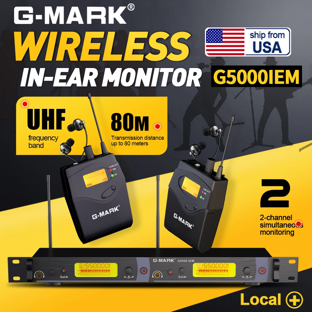 

Система внутриканальных мониторов G-MARK G5000IEM UHF, беспроводная, для сцены, гитары, студии, выступлений групп