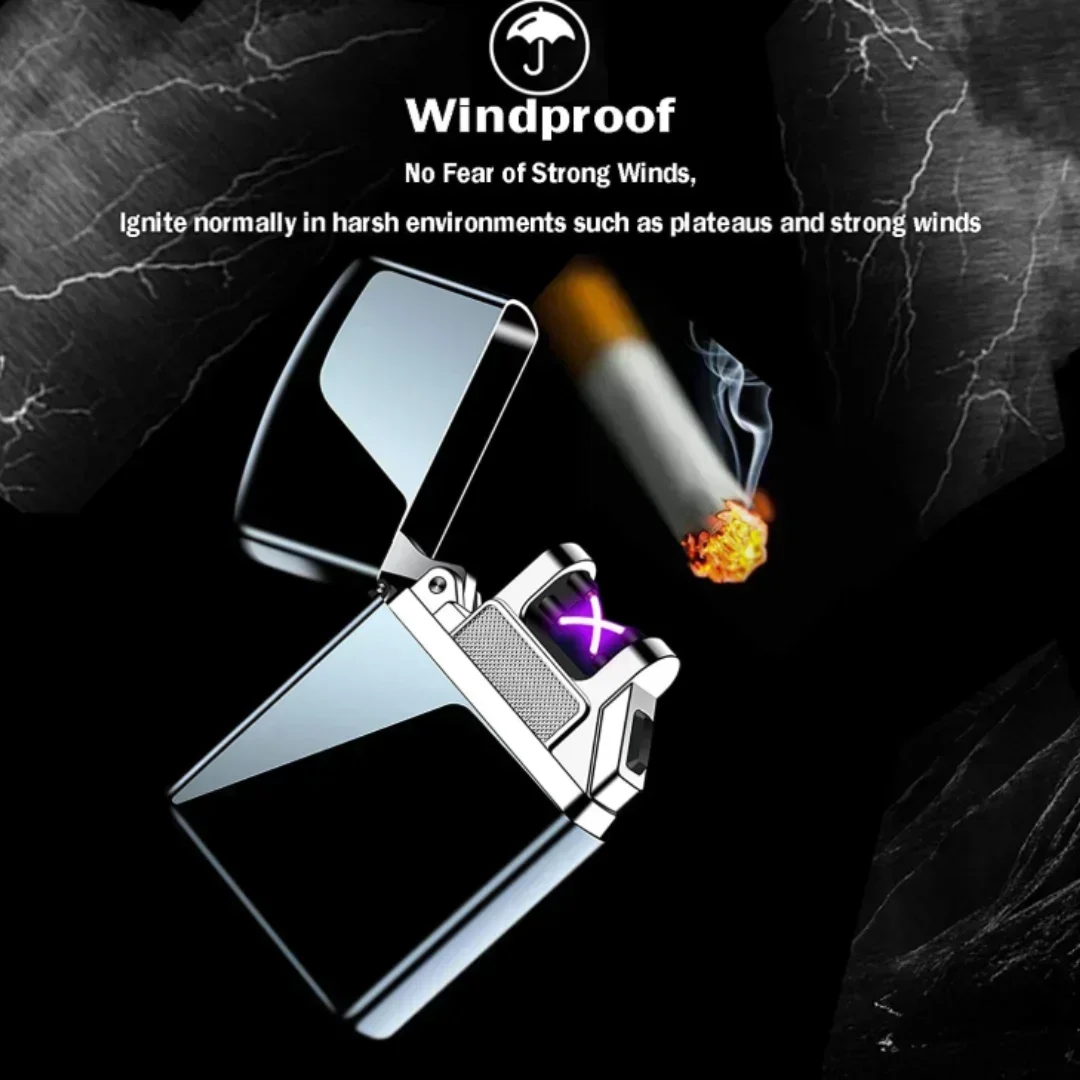 Smart Double Arc Pulse Electronic Lighter Windproof USB Rechargeable Plasma Outdoor Lighter Smoking Candle Kitchen Accessories