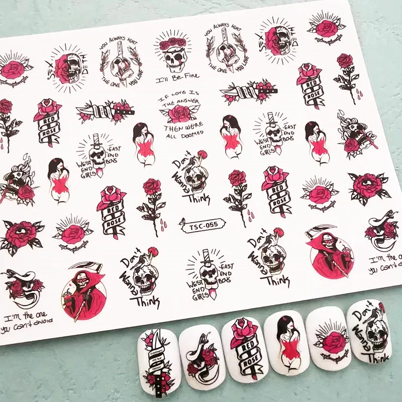 

Newest Rose Sey Red Lips Design 3D Self Adhesive Back Glue Decal Slider DIY Decorations Tips Nail Sticker TSC 055