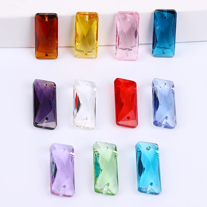 13*30MM Rectangle Crystal Charms Double Two Holes Beads Necklace Suncatcher DIY Connectors Jewelry Making Accessories Pendants