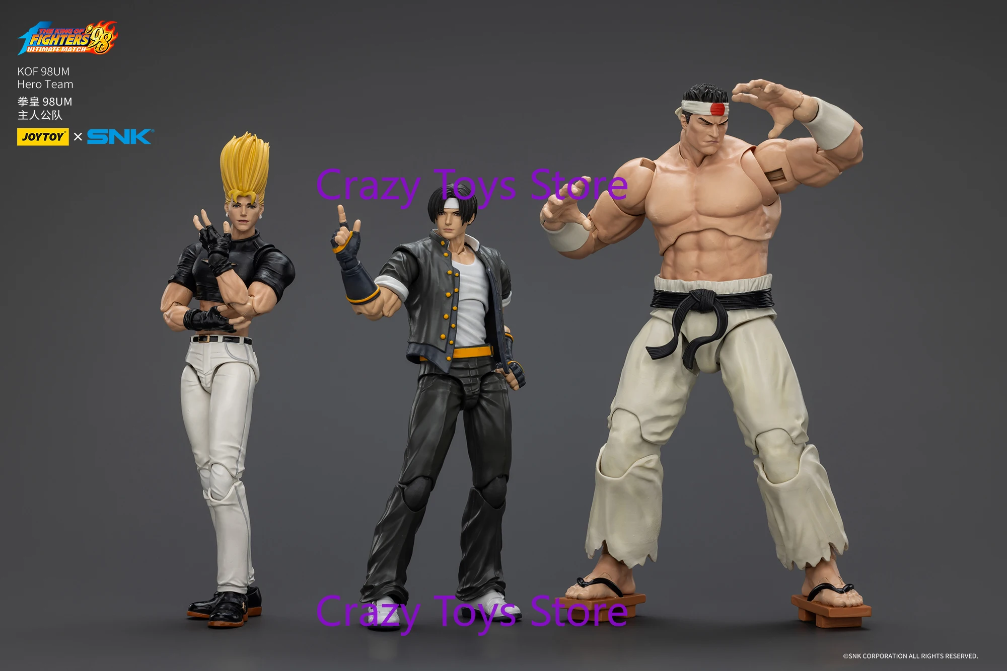 JOYTOY SNK 1/18 Acchion Figuren KOF 98UM Hero Team Kyo Kusanagi & Goro Daimon & Benimaru Nikaido3PCS Model Gift