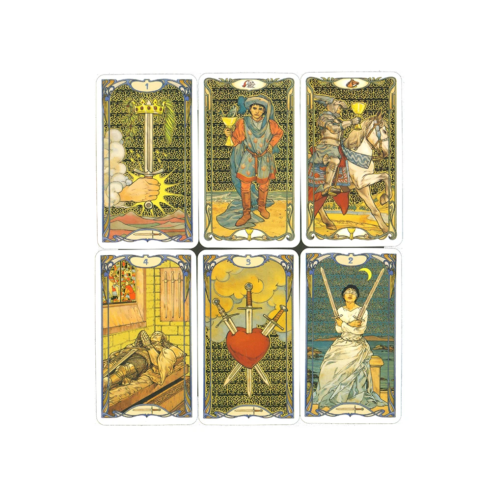 Golden Art Nouveau Tarot Cards and Guidbook English Tarot Cards.Spanish Tarot.Portuguese Tarot.French Tarot