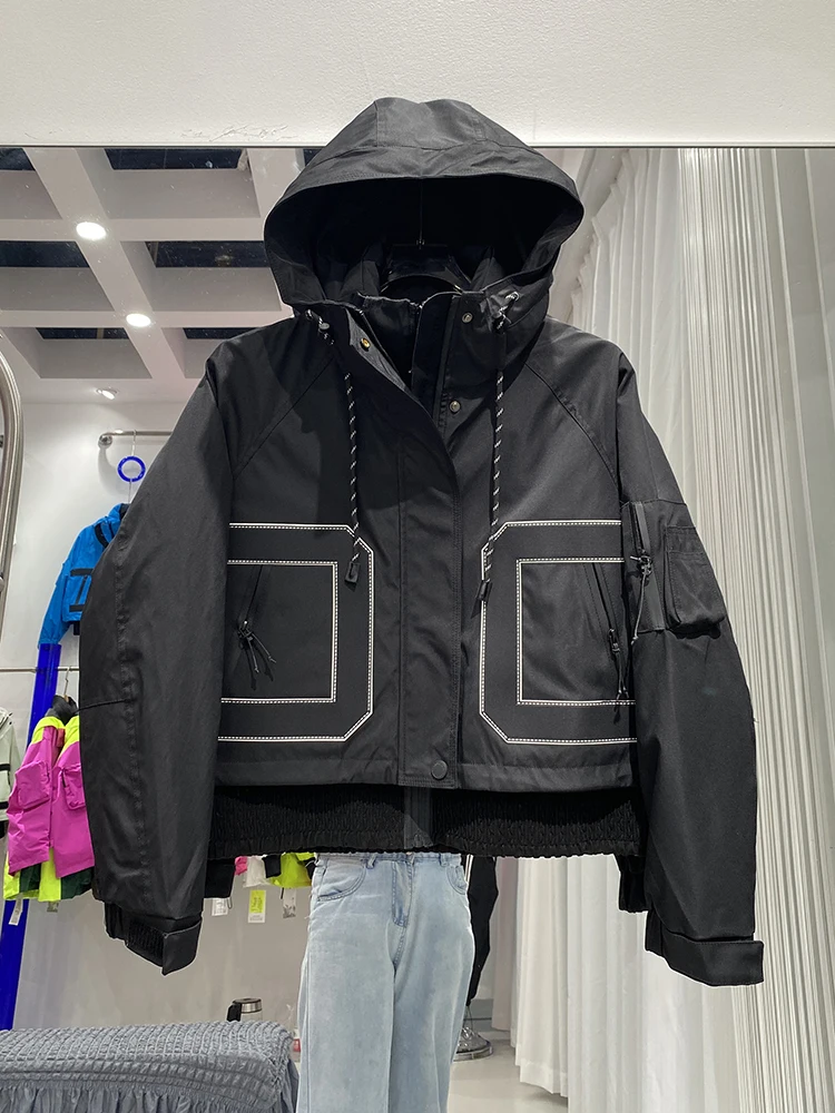 Chaqueta con capucha y forro interior extraíble para mujer, chaqueta acolchada gruesa y cálida de dos piezas, prendas de vestir Parker de plumón de pato blanco para invierno
