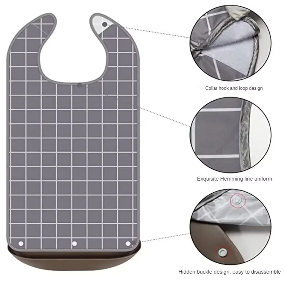 New S/M/L Adult Bib Waterproof Dirt Resistant Adult Cover Adjustable Washable Elder Mealtime Bib Dinning Aid