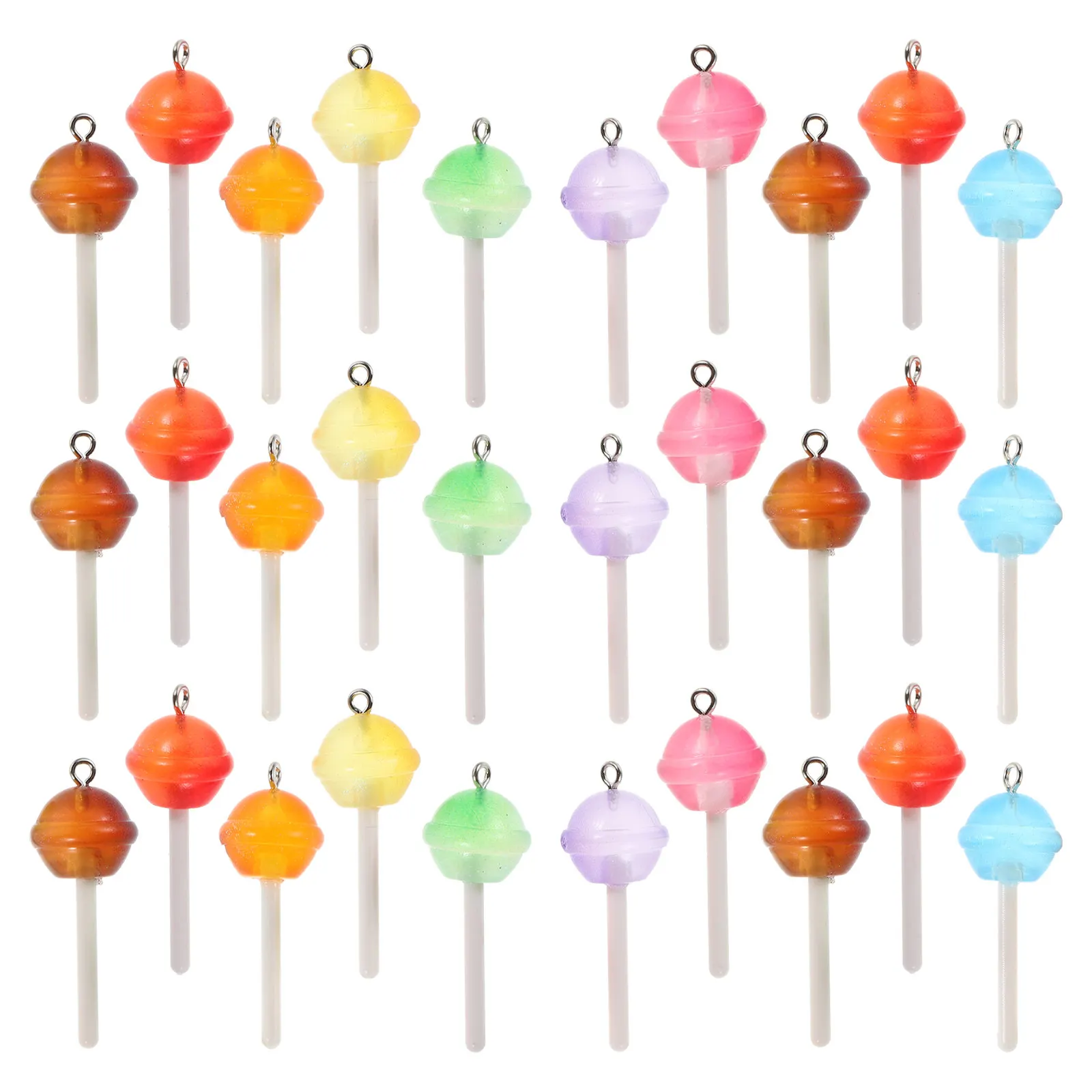 

30Pcs Sweet Lollipop Charms Macaron Color Transparent Resin Flatback Pendants Jewelry Making Crafts Bracelet Earring Key Ring