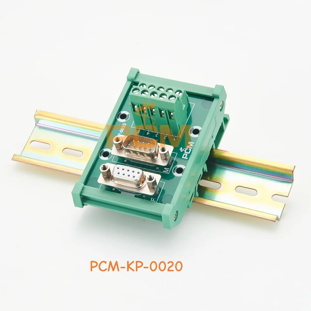 DIN Rail DB9 9 Pin Male to Female Breakout Board D Sub Interface Adapter Module for Automation Wiring System & Control Cabinet