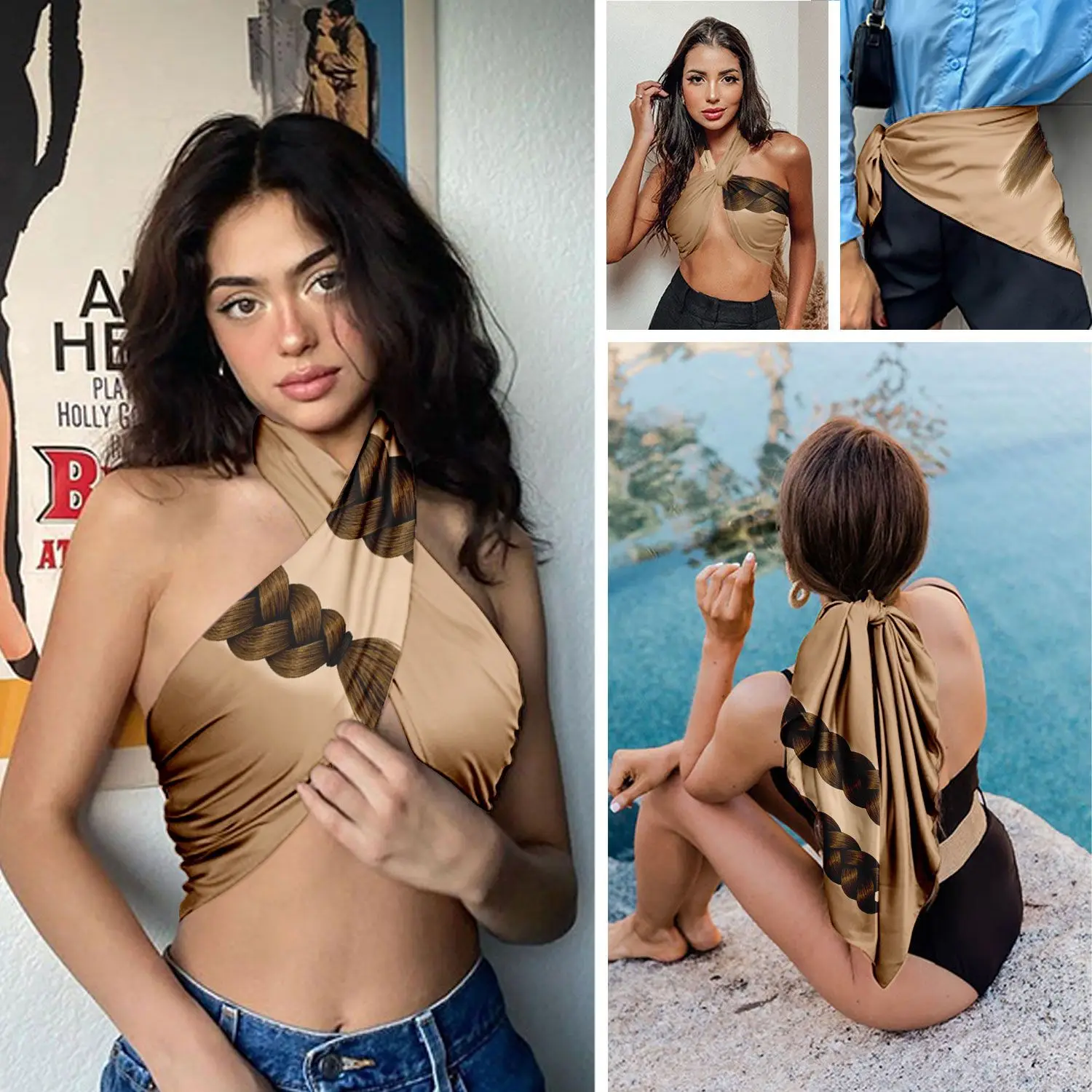Silky Satin Bandana Headscarf for Women