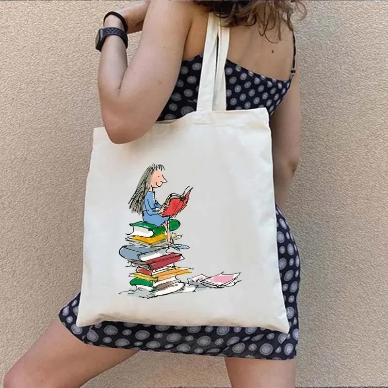 Cute Women Canvas Library Reading Books Canvas Totes Bag Shakespeare Shopping Students Cat Read Book Bags Cotton Travel Handbags