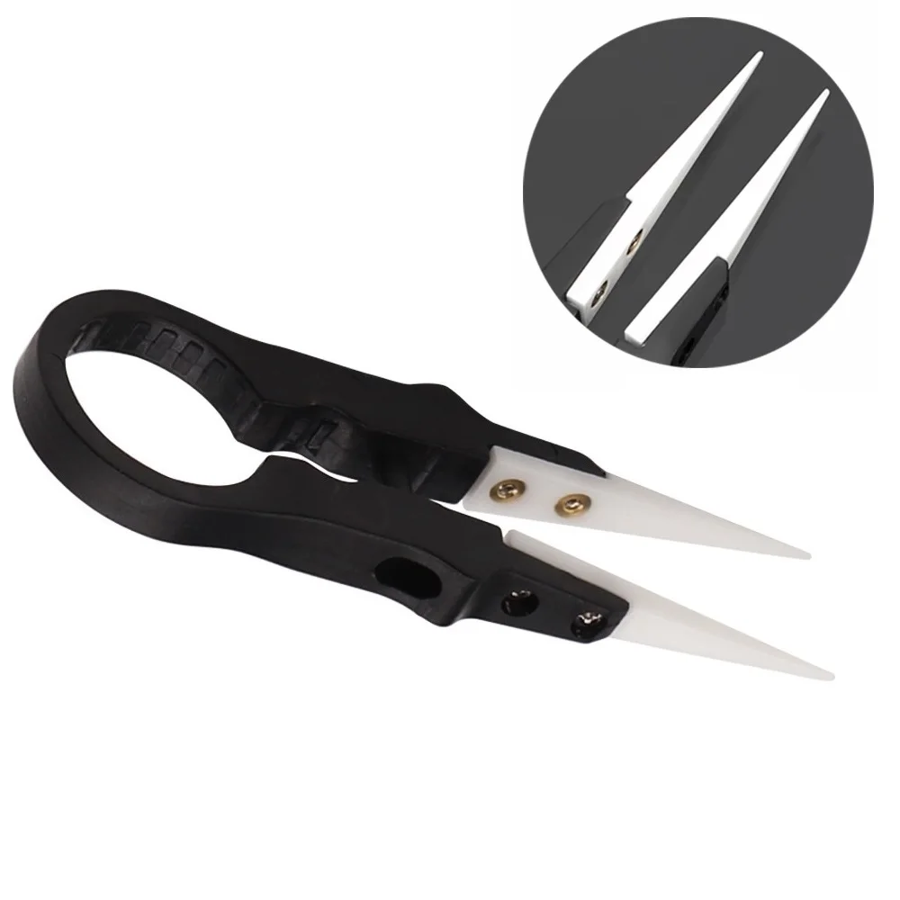 Multifunctional Steam Vaper Ceramic Insulation Head Tweezer Forceps Random Color Ceramic Tweezers Stainless Steel Handle