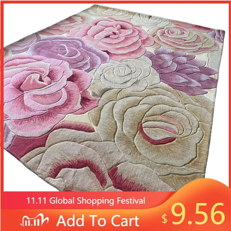 

Traditional Floral Design Vintage Factory Hand Knotted Wool Viscose Carpet 2x3 Area Rug White Color Jacquard Technique 1 Piece