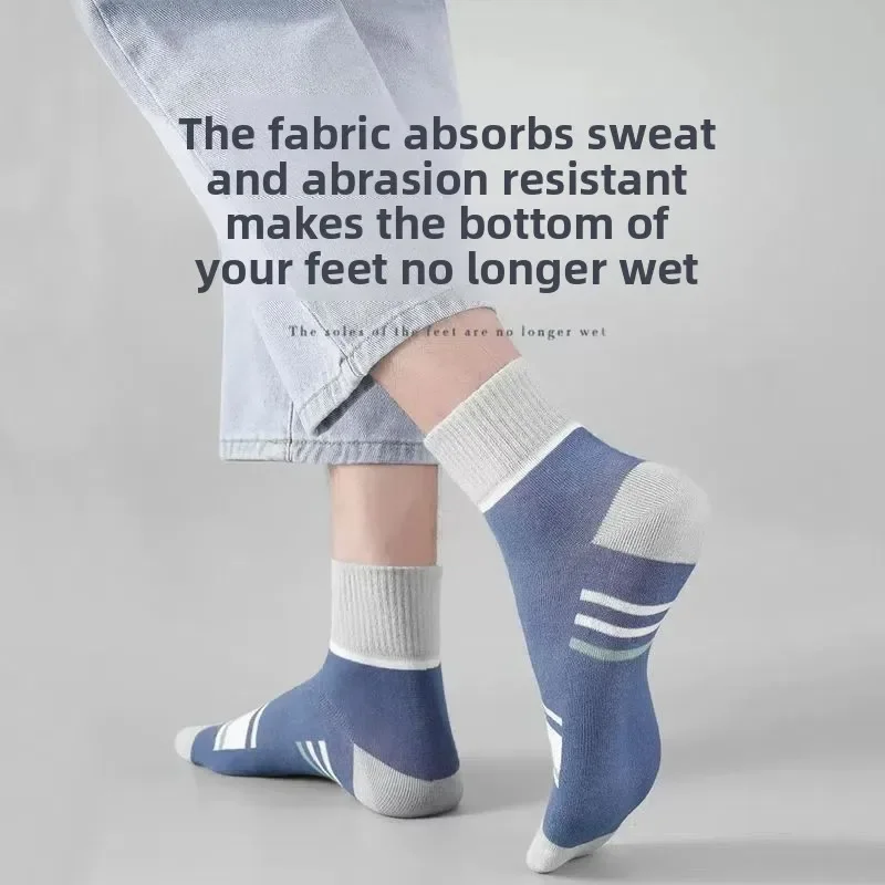 ป้องกันกลิ่น Mens ถุงเท้ากลางลูกวัวควบคุมความชื้นต้านเชื้อแบคทีเรีย All Season ถุงเท้ายาวลายแฟชั่นกีฬาถุงเท้าสําหรับชาย