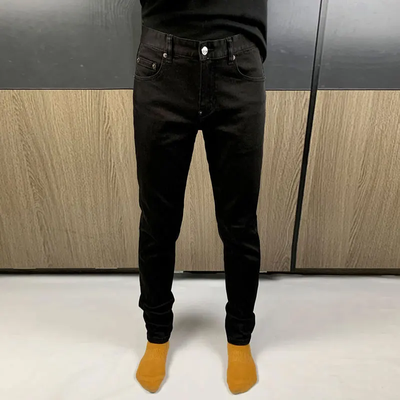 

Streetwear Fashion Men Jeans Black Stretch Skinny Fit Elastic Vintage Jeans Men Casual Designer Hip Hop Brand Pencil Pants Homme