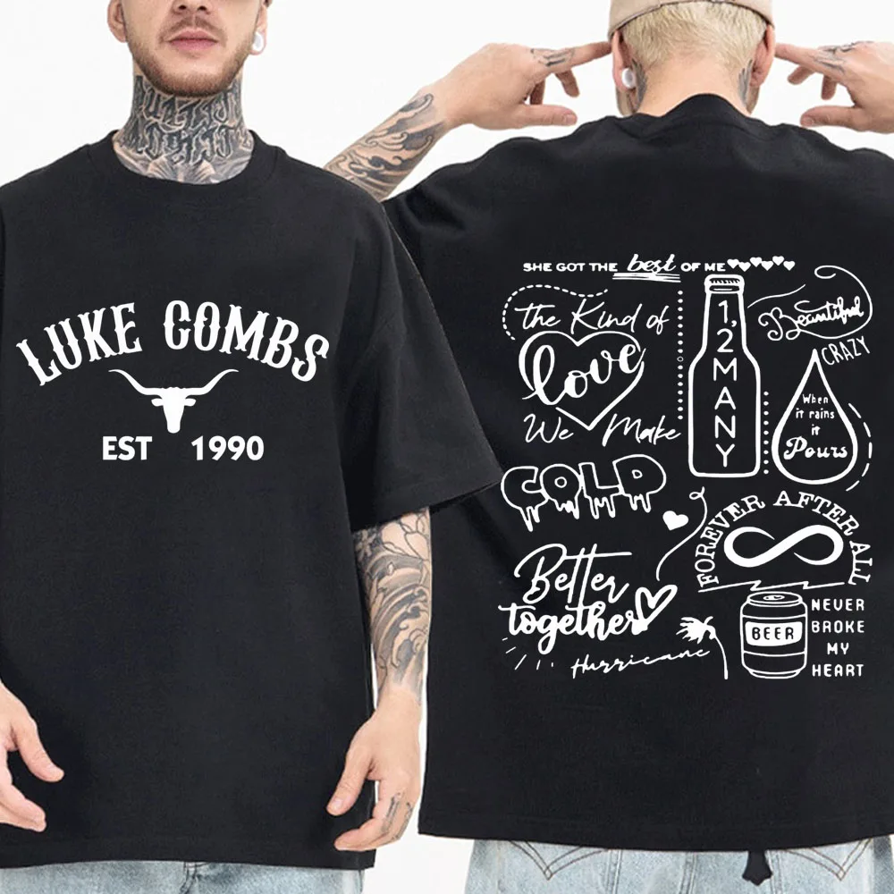 Luke Combs T-Shirts Man Woman Harajuku O-Neck Short Sleeve Shirts Western Country Music Fans Gift