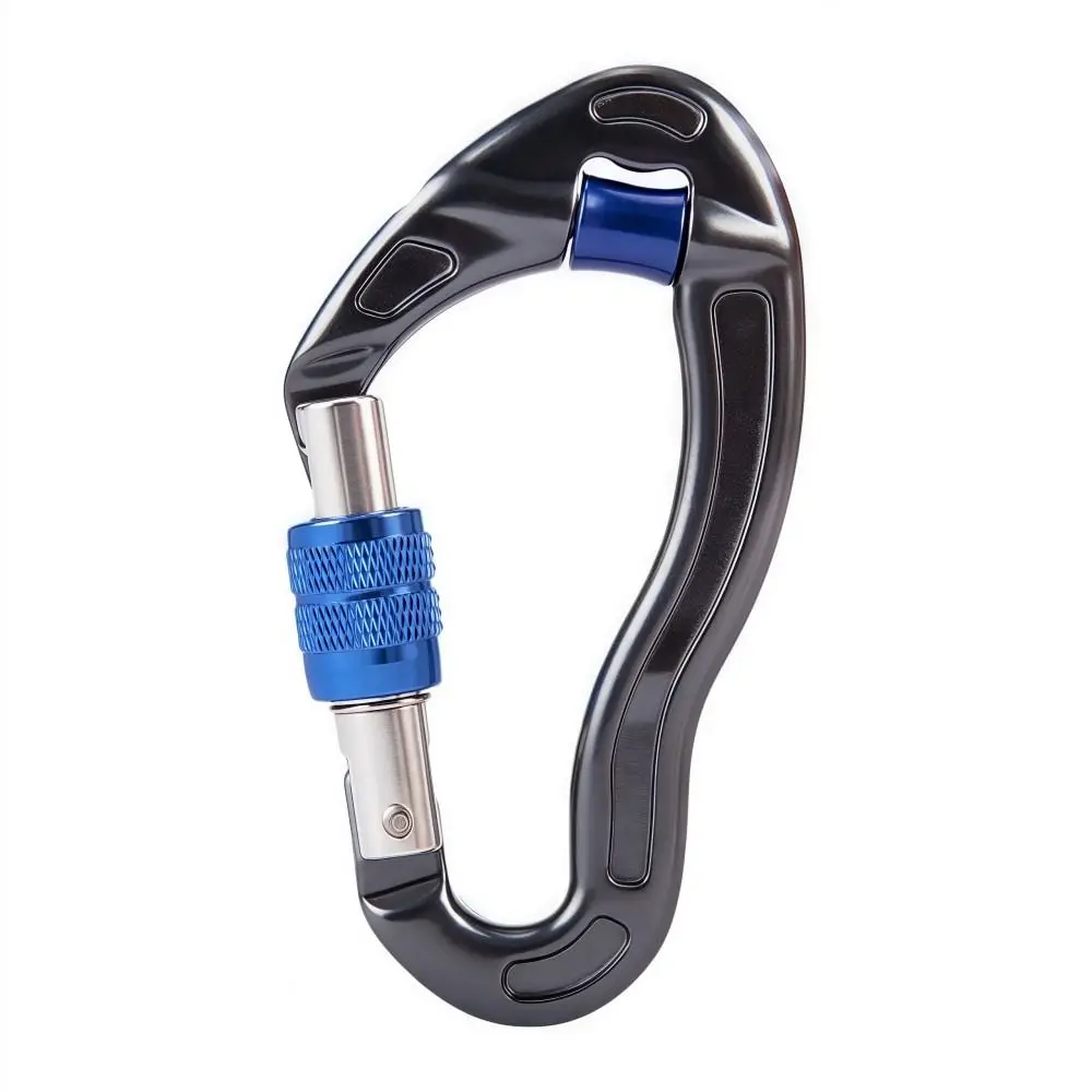 Aluminum Alloy Rock Climbing Carabiner with Pulley Wheel 25KN Tension Carabiner Clip Safety Lock Threaded Lock Camping Keychain