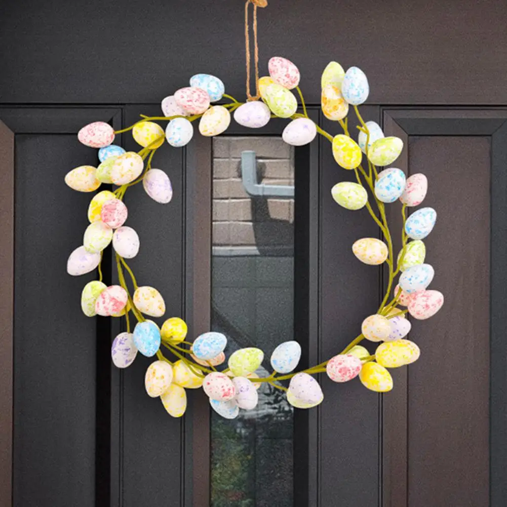 Easter Home Decor Easter Egg Wreath with Lanyard Front Door Garland Diy Party Decor Classic Spotted Surface Easter for Home