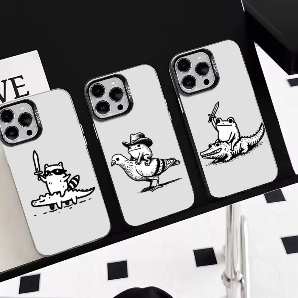 

Riding animals Phone Case For iPhone 17,16,15,14,13,12,11 Plus,Pro Max,XS,Colorful Silver Black Cover