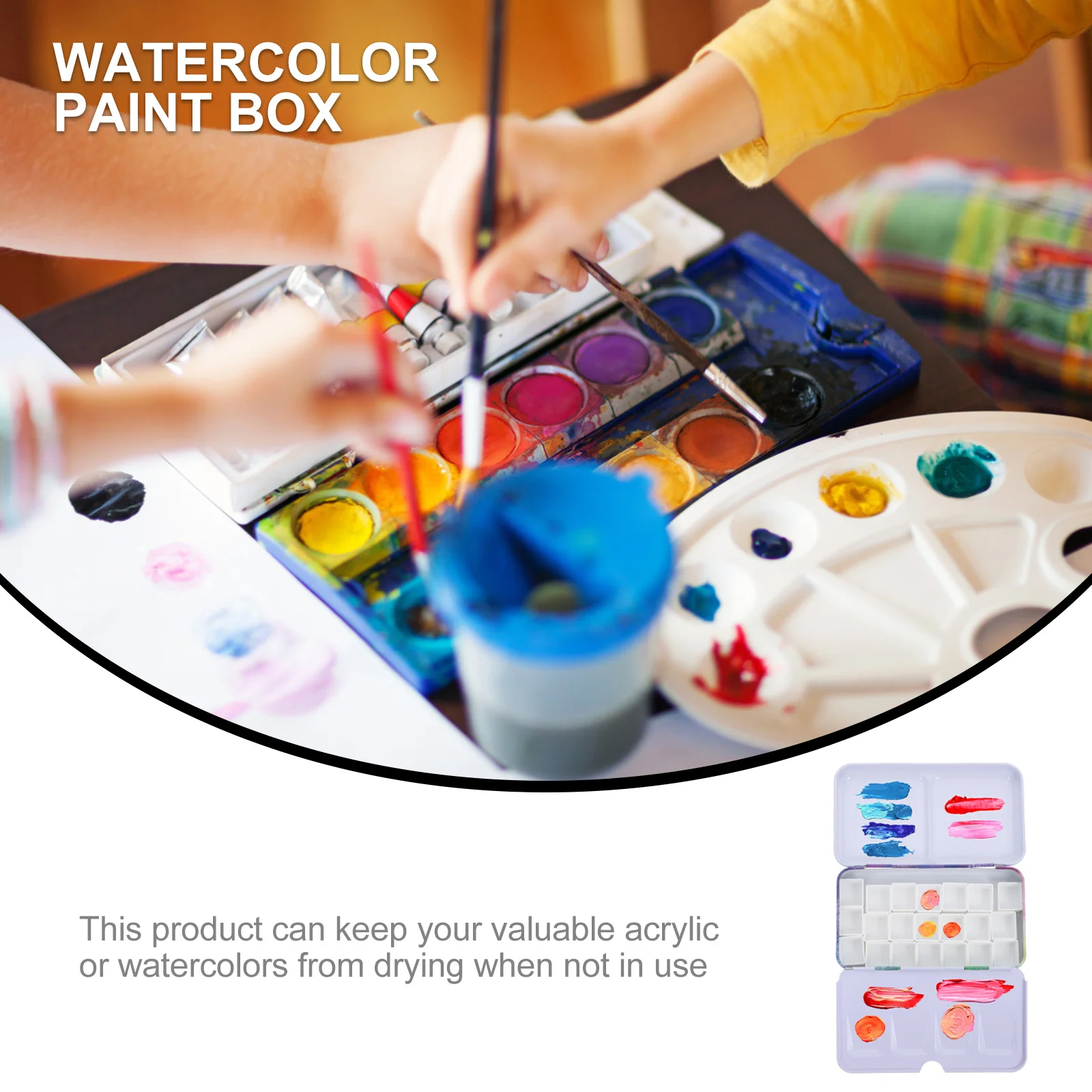 

1 Set Portable Acrylic Watercolor Mixing Palette Compact Color Storage Box With Compartments For Artists Students Travel Use