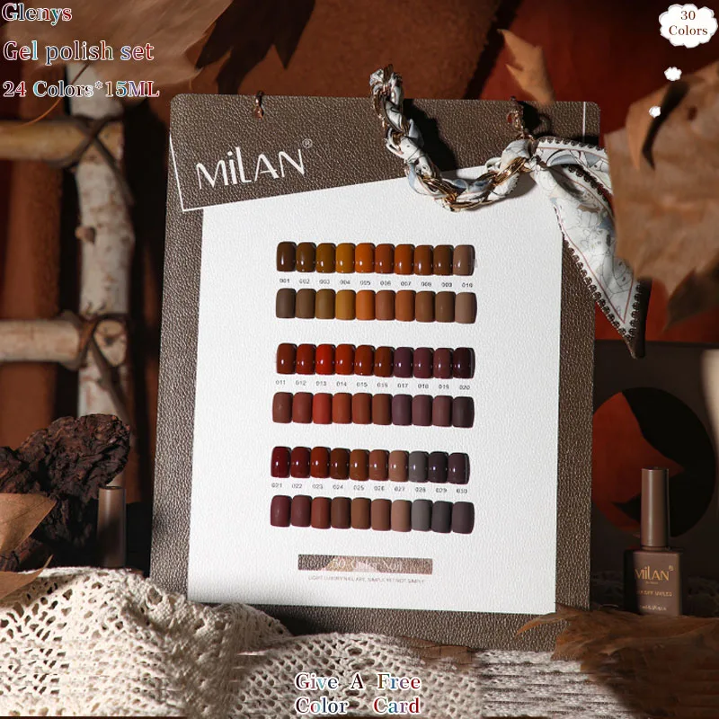 Glenys 30 Color Autumn Caramel Nail Polish Glue Autumn and Winter Applicable New Soaking Gel Nail Salon Essential Varnish Set