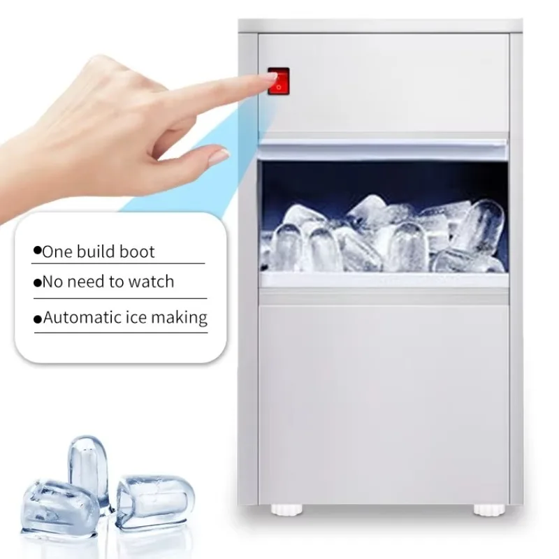 20kg Automatic Bullet Ice Maker, Stainless Steel Commercial Machine, High Efficiency Energy Saving For Business Use