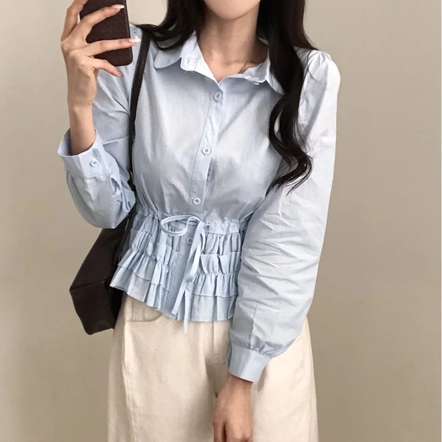 تصميم فريد من نوعه طويل Sve irt المرأة ربيع 2026 الخصر Cinched ربطة القوس فيونكة عادية Sle مكافحة الشيخوخة مزيج القطن تنوعا