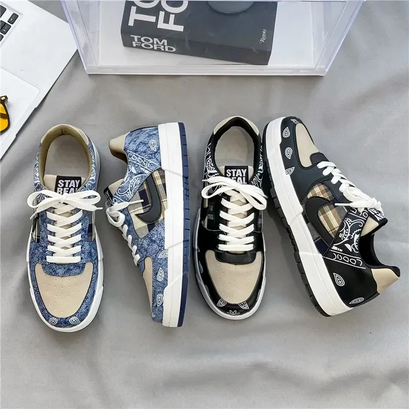 Men's Low Cut Cashew Flower Board Shoes Casual Shoes Men Trainers Sneakers Men Male Shoes Lace-Up Man's Footwear Chaussure Homme