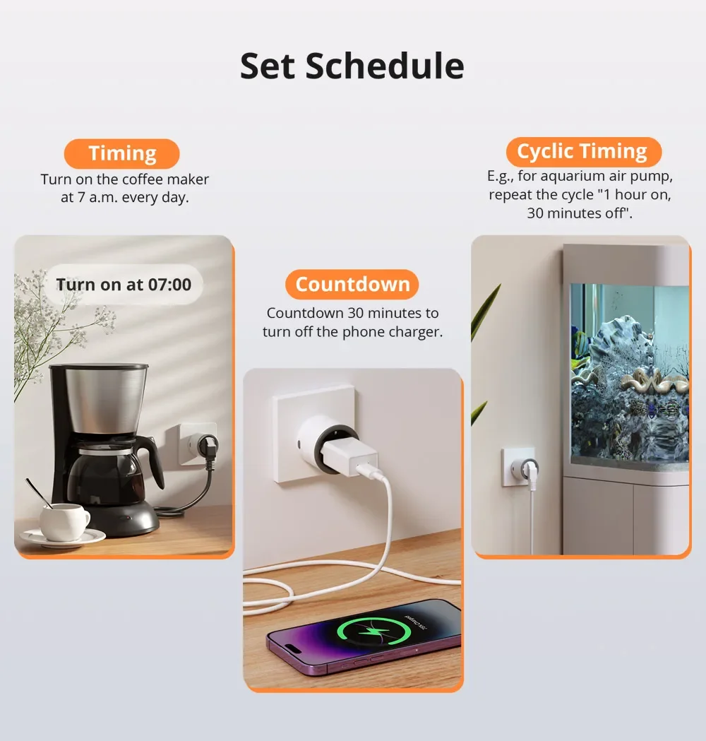 SONOFF S60 TPF EU Wifi Smart Plug 16A Current Smart Socket With Energy Monitoring Remote Control Timer Voice Control Smart Scene