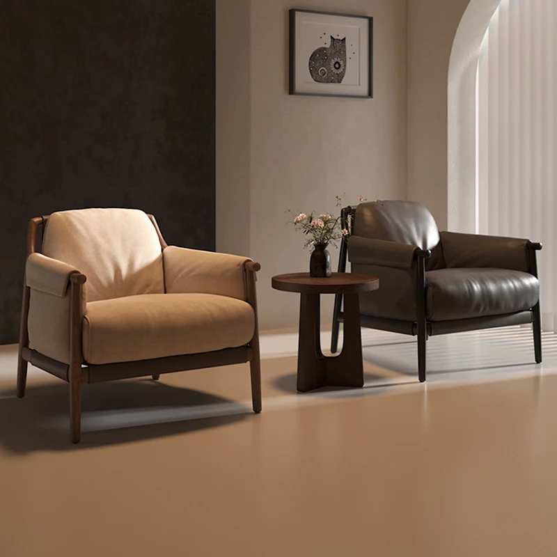Luxury Modern Wood Chair Fabric Foam Nordic Relax Design Comfy Bedroom Chair Armchair Hotel Single Fauteuils De Salon Furniture - Image 2