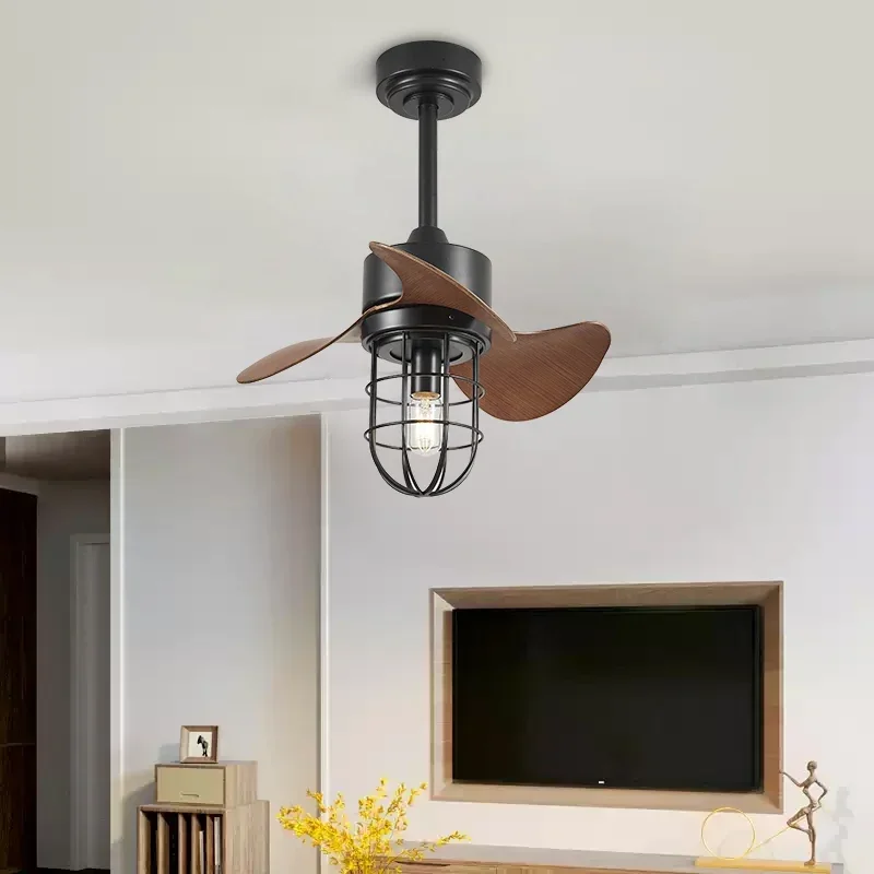 22 Inch 3-leaf American Retro Ceiling Fan Light, Remote Control, Bedroom, Hallway, Balcony, Dining Room Interior Decoration