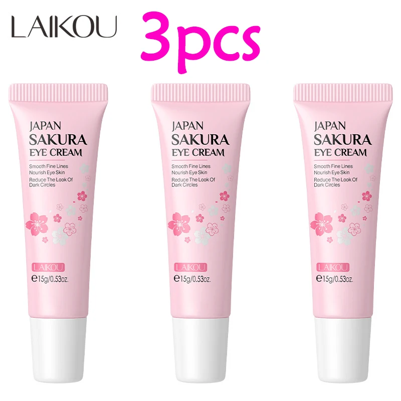 3pcs LAIKOU Sakura Eye Essence Extract Eye Cream Nourish Moisturizing And Smooting Skin Brighten Eyes Skin Care