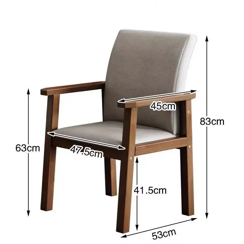 For Upholstered Solid Wood Dining Chair, Armrest & Backrest Design, for Home Study & Computer Desk