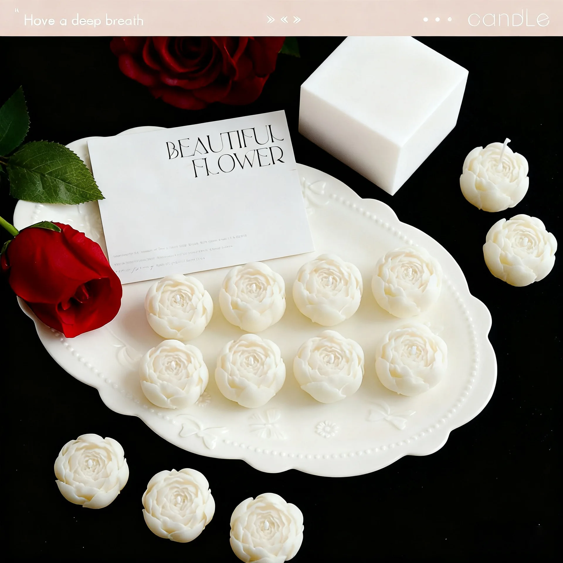 Rose Shaped Scented Candles 4-Piece Box Set Scented Candles Aromatic Candles Photography Props Gifts Aromatherapy Candle