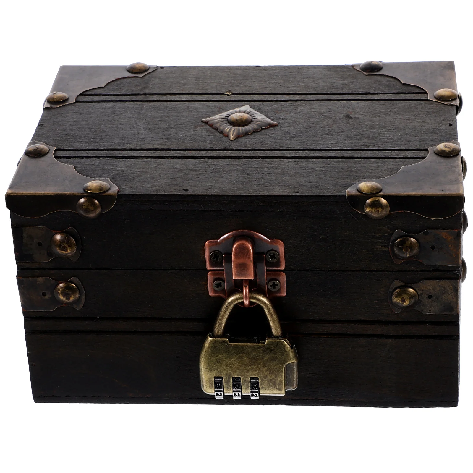 الرجعية صندوق الكنز الخشبي خمر تخزين المجوهرات الصدر تذكار المنظم ديكور المنزل فيلم الدعامة صندوق الكنز الخشبي #2