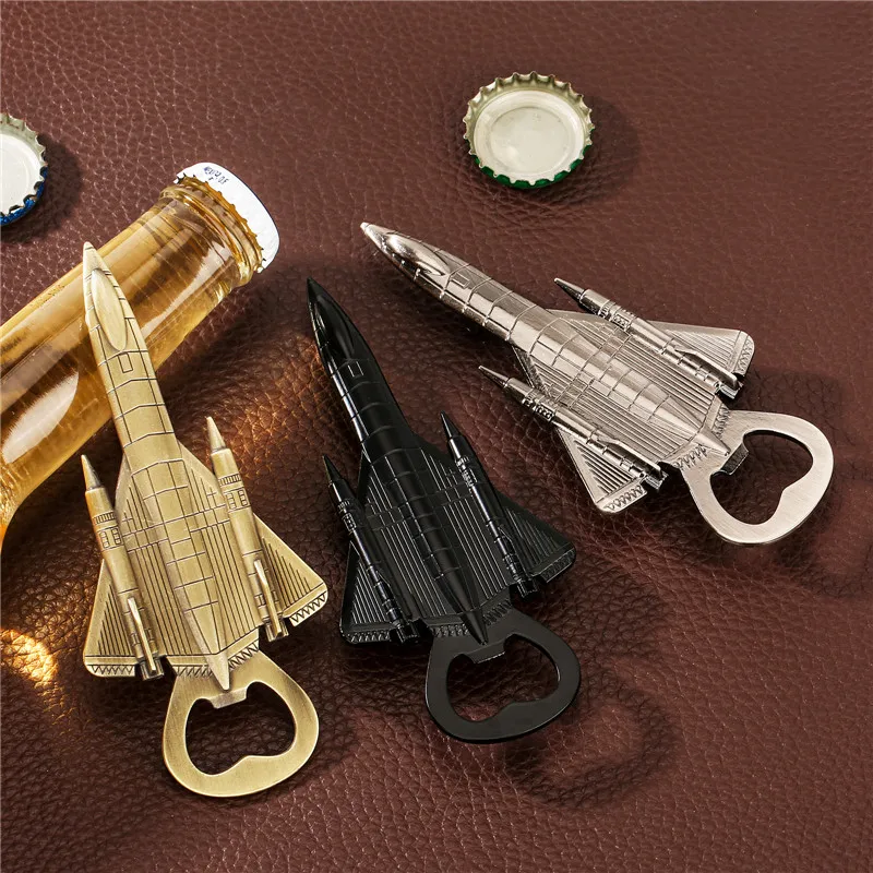 Unique Fighter Plane Shape Bottle Opener Metal Beer Openers Corkscrew for Kitchen Party Club Wedding Gift Set Bar Accessory