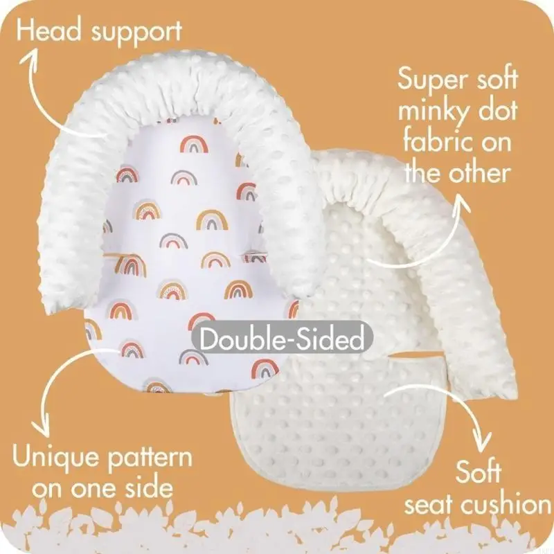 

Newborn Baby Head Support Cushions with Strap Covers for Carseats & Strollers