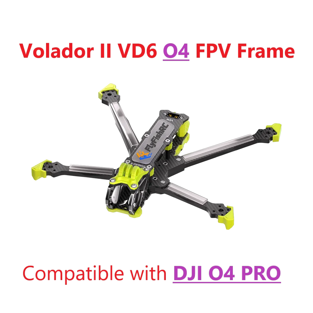 

FlyFishRC Volador II VD6 V2 Deadcat T700 6inch Frame Kit Compatible with DJI O4 Air Unit PRO for FPV Cinematic Drone