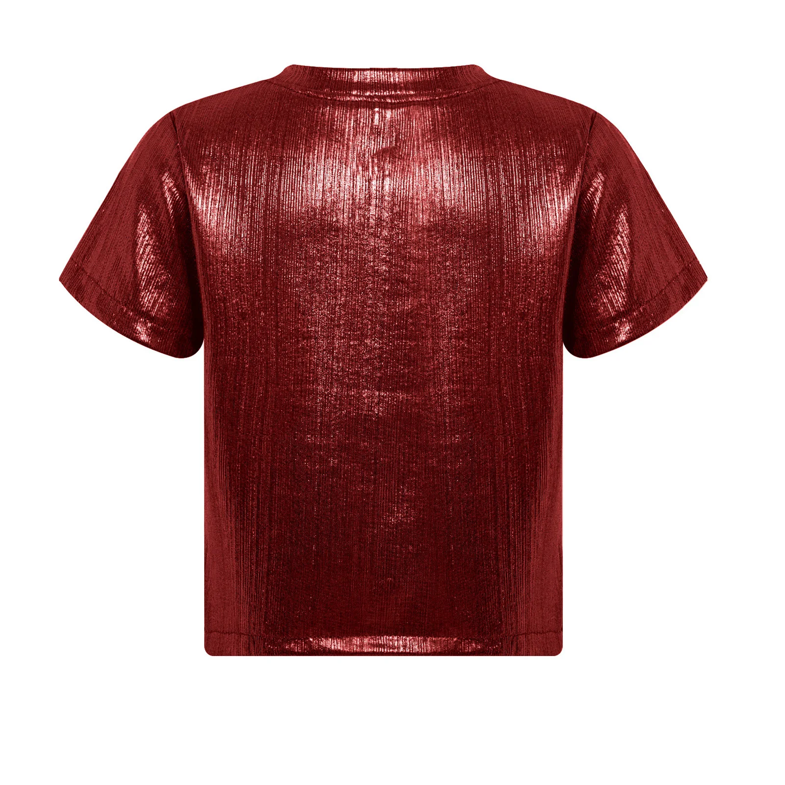 여자 streetwear 힙합 재즈 댄스 의상 할로윈 카니발 무대 파티를위한 짧은 소매 레이스 업 금속 늑골이있는 크롭 탑