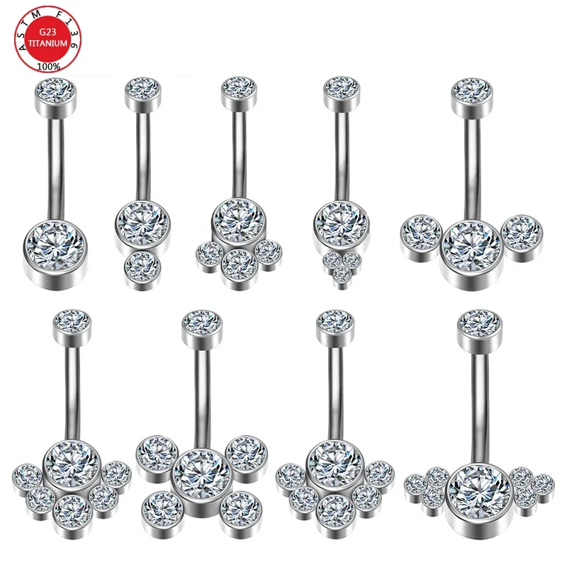 G23 Titanium Premium Gem Stone Belly Button Rings Body Piercing Jewellery 14G Navel Piercing Ring Jewelry for Women Wholesale