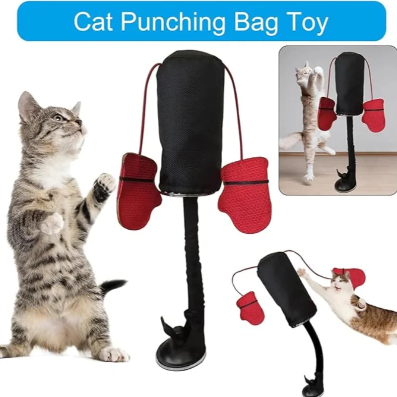 Cat Boxing Bag Toy Funny Teasing Fun Activity Funny Exercise Teaser Toy For Felines With Dangling Boxing Gloves Punching Bag Toy