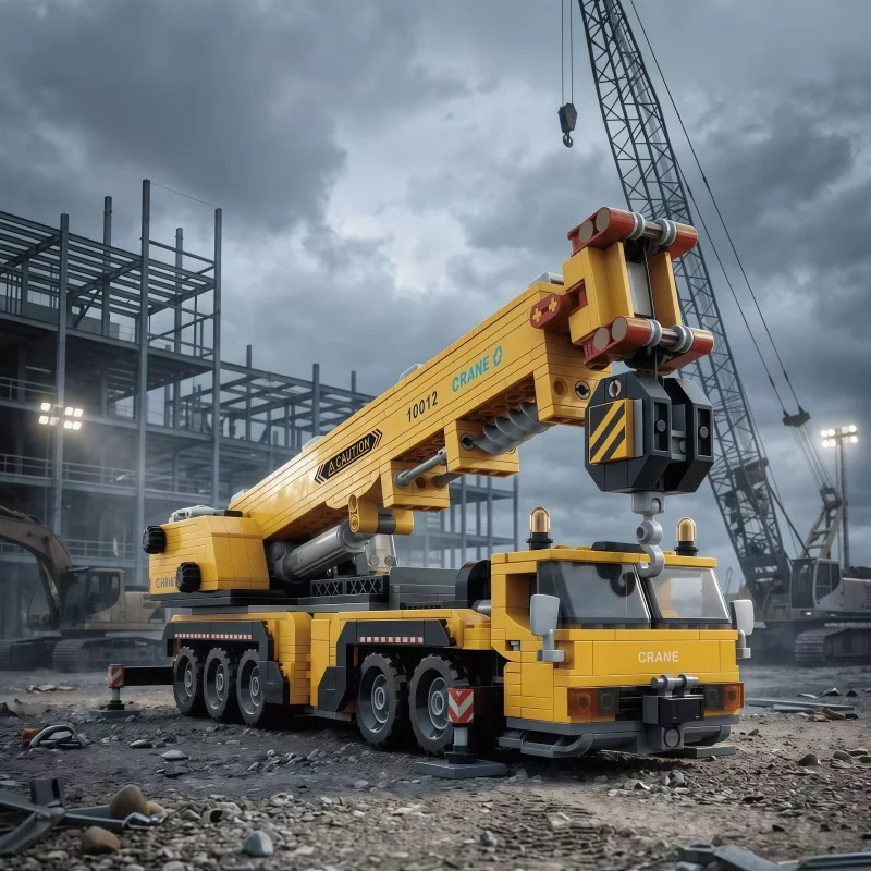 989 pieces all-terrain mobile crane building block city heavy engineering crane model building block desktop decoration holiday