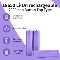 18650 Li-On rechargeable 2000mah Button Top Type Tool battery cells can be assembled