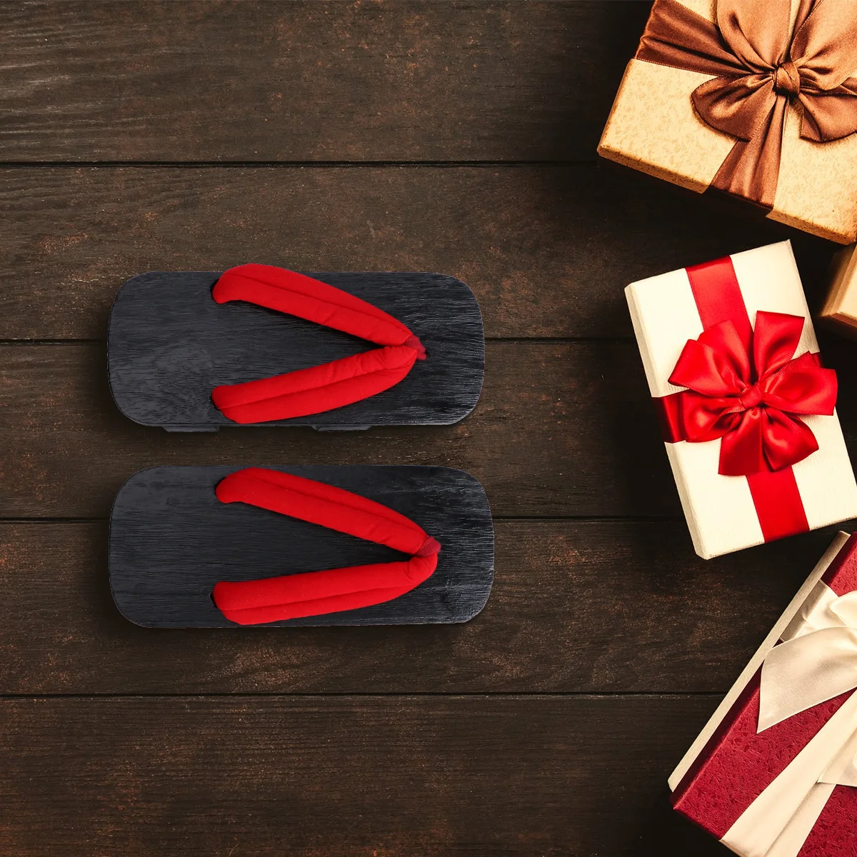 

1 пара японских деревянных сабо, летние сандалии на платформе, слипоны с двумя зубцами, размер 38, красные полоски, черные деревянные повседневные тапочки, 23 см, 6us