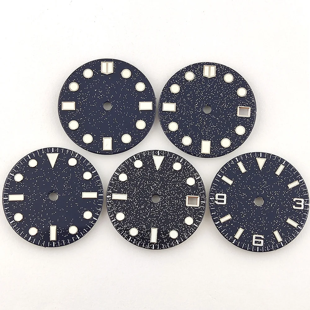 28.5mm Dial NH35 Dial High Quality Starry Sky Dial Glossy Dial Dark Blue NH36 Luminous Dial Watch Parts Fit NH35/NH36 Movement
