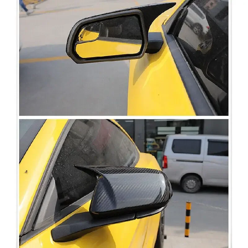 For US Ford Mustang 2015-2020 Car Rearview Side Mirror Cover Wing Cap Exterior Door Rear View Case Trim Sticker Carbon Fiber