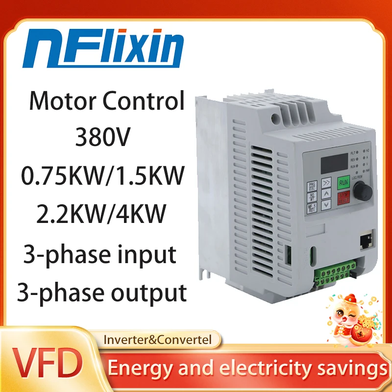 380v 2.2-4kw VFD Variable Frequency Drive 2.2kw Inverter Motor Speed Control 0-600Hz Frequency Converter