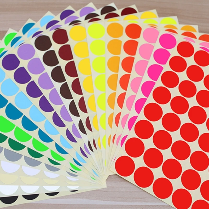 

20 Sheets Color-Coding Sticker Labels Assorted Colors Circle Dot Labels Coding Packaging Bottle Labels