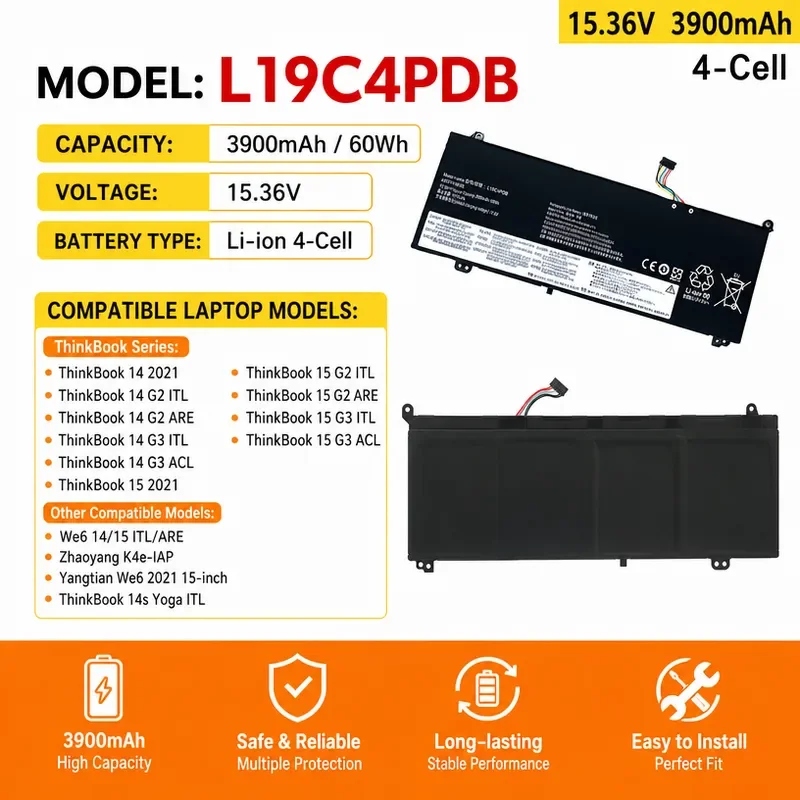 Suitable for Lenovo ThinkBook14/15 G2 ITL/ARE/ACL L19M4PDB L19C4PDB battery