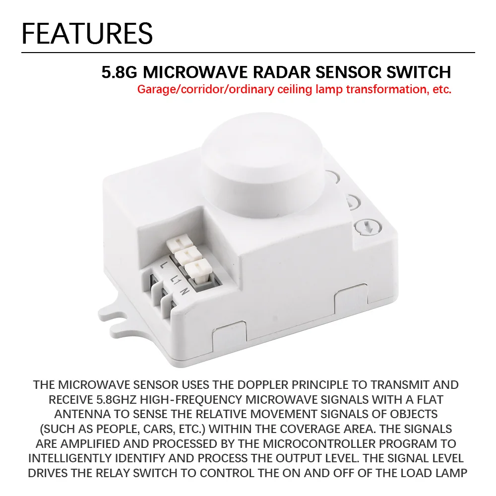 5.8G Radar Sensor Sensor Module Microwave Sensor Switch 220V Intelligent Energy-saving Control Microwave Radar Sensor Module