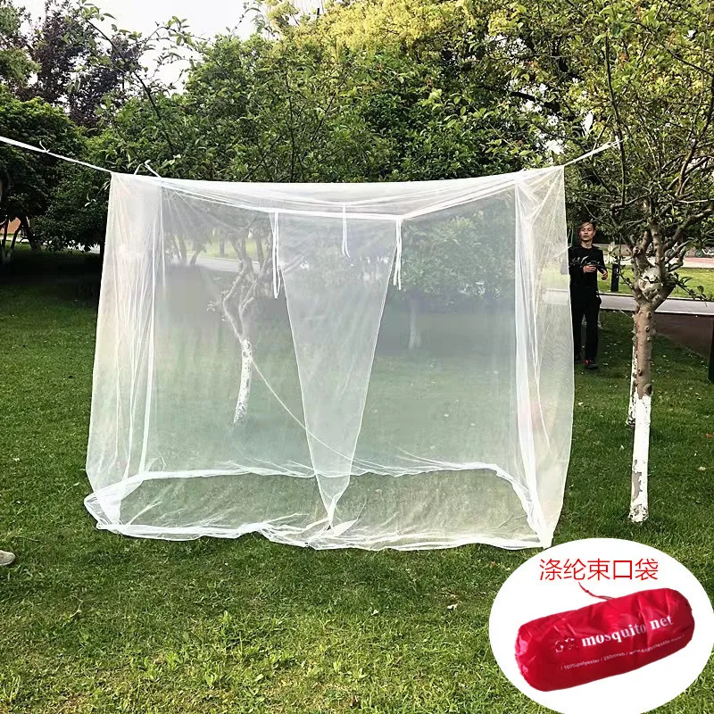 Outdoor Travel Mosquito Net Palace Four Door King/Queen Double Size Home Single Bed Prevent Insect Square Grace White Canopy Net