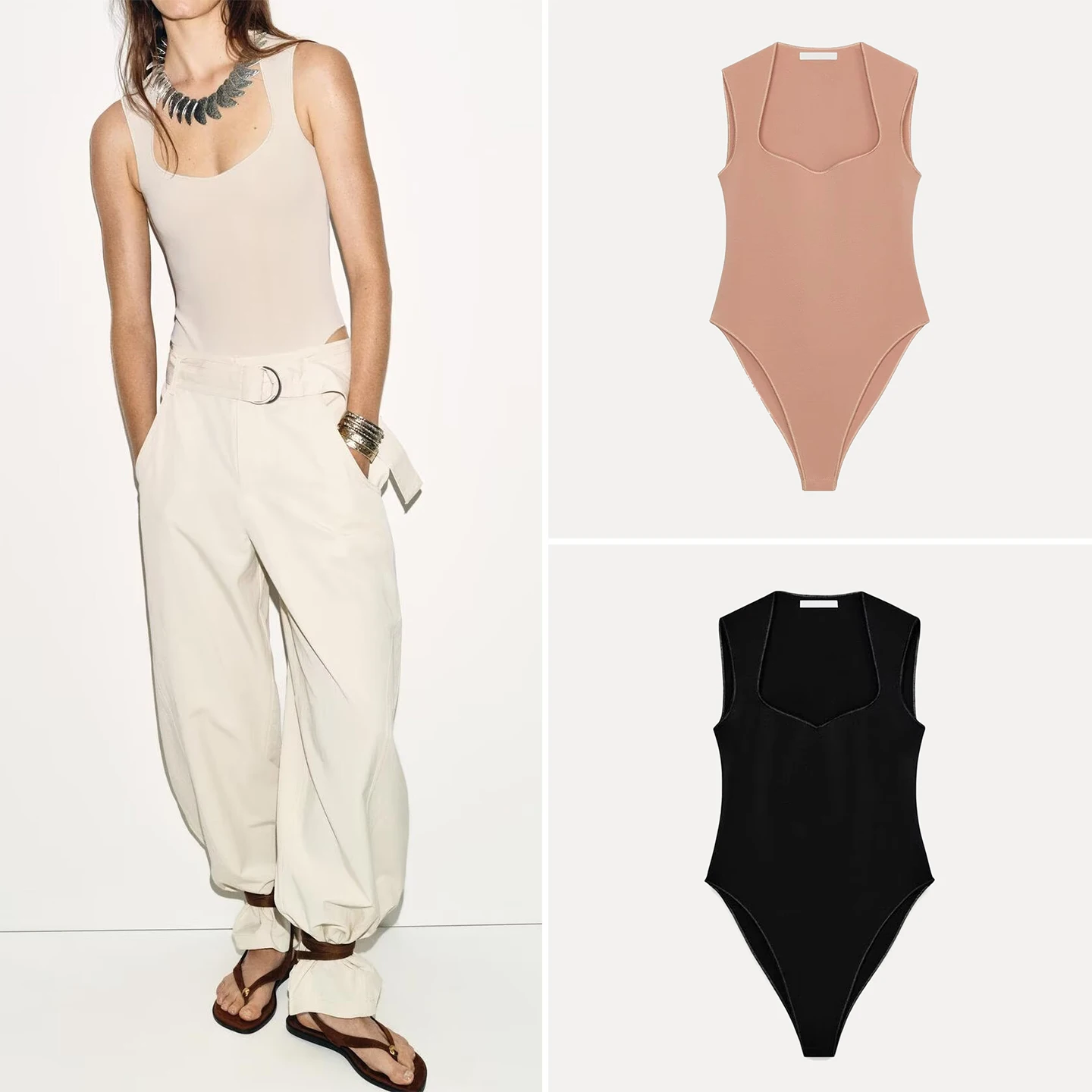 

Spring 2026 Women's High Waist Jumpsuit Square Collar Commute Elastic Chinese Brand ZADATA Straight Leg Short Pants Online Ex...